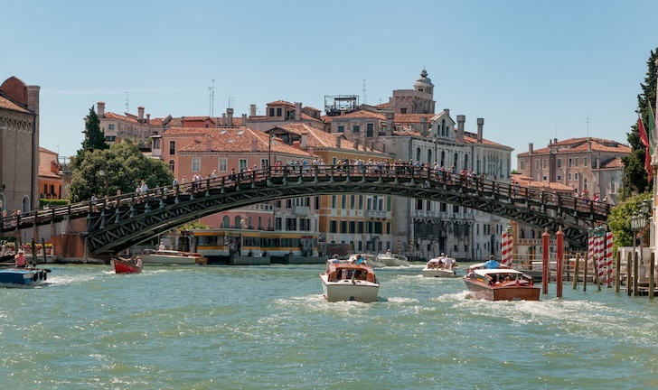Accademia Bridge view over the Grand Canal in Venice