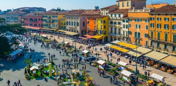 Piazza Bra in Verona with the Arena nearby