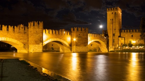 Castelvecchio bridge (Ponte Scaligero) over the Adige River in Verona