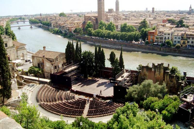 Roman Theatre of Verona with hillside seating